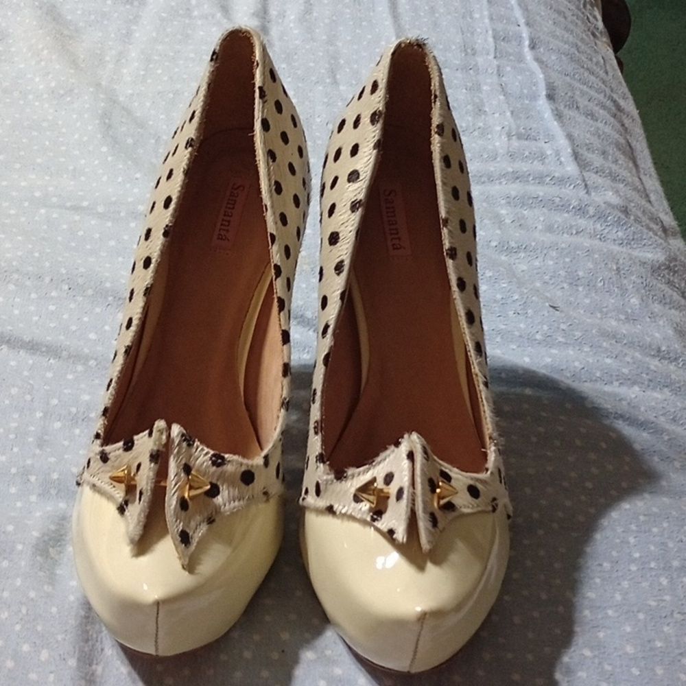 Samanta 9M adorable polka dotted high heels women shoes
